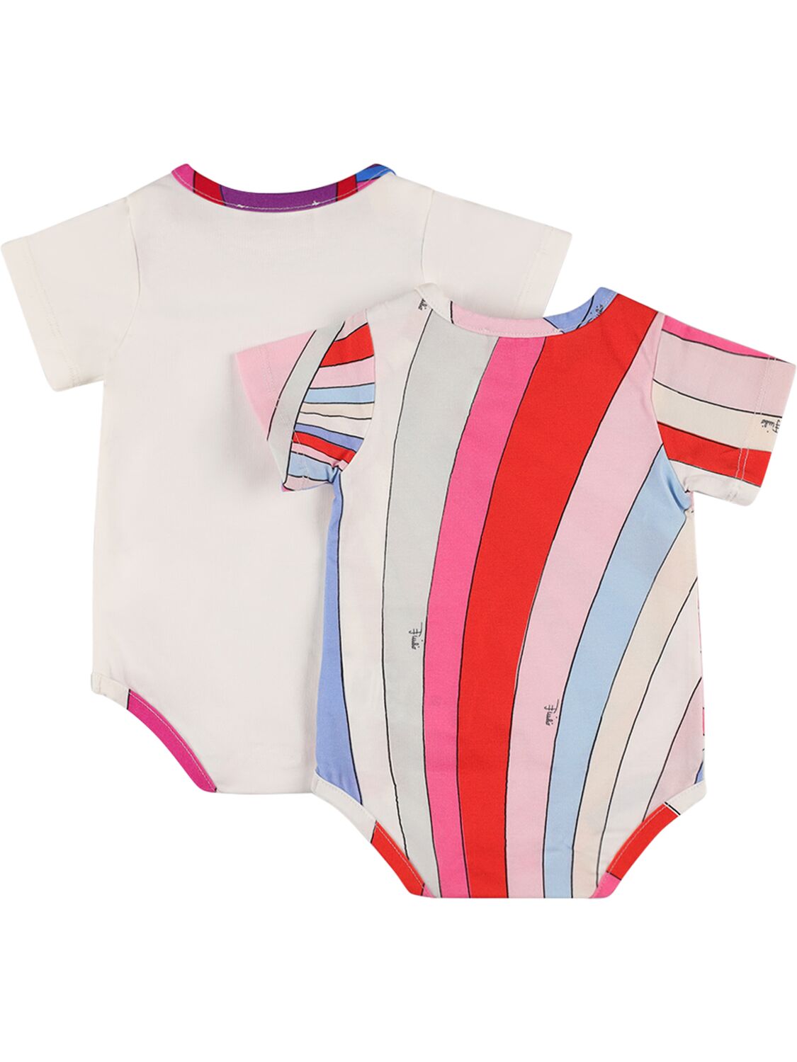 Shop Pucci Set Of 2 Printed Cotton Jersey Bodysuits In Ivory