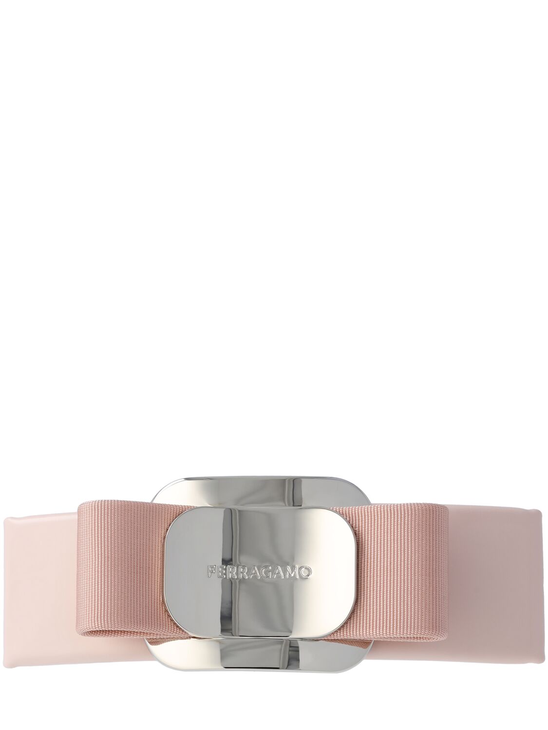 Ferragamo Vara Plate Leather Hair Clip In Pink,silver