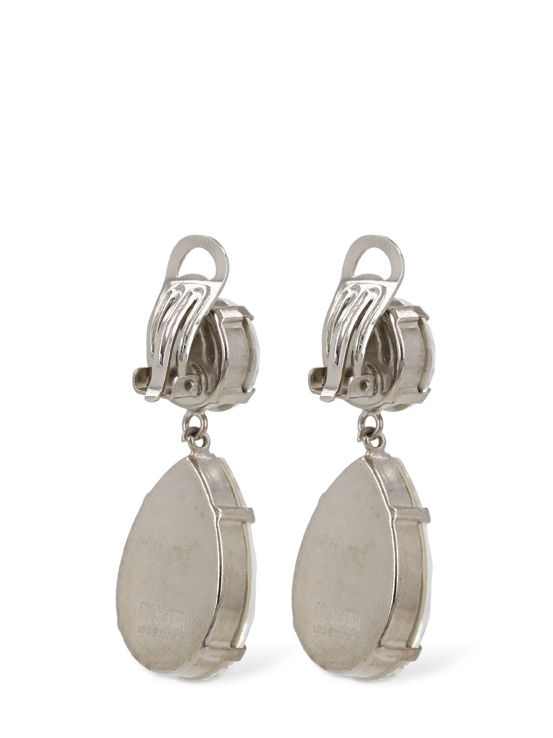 Shop Moschino Still Life With Heart Drop Earrings In Silver