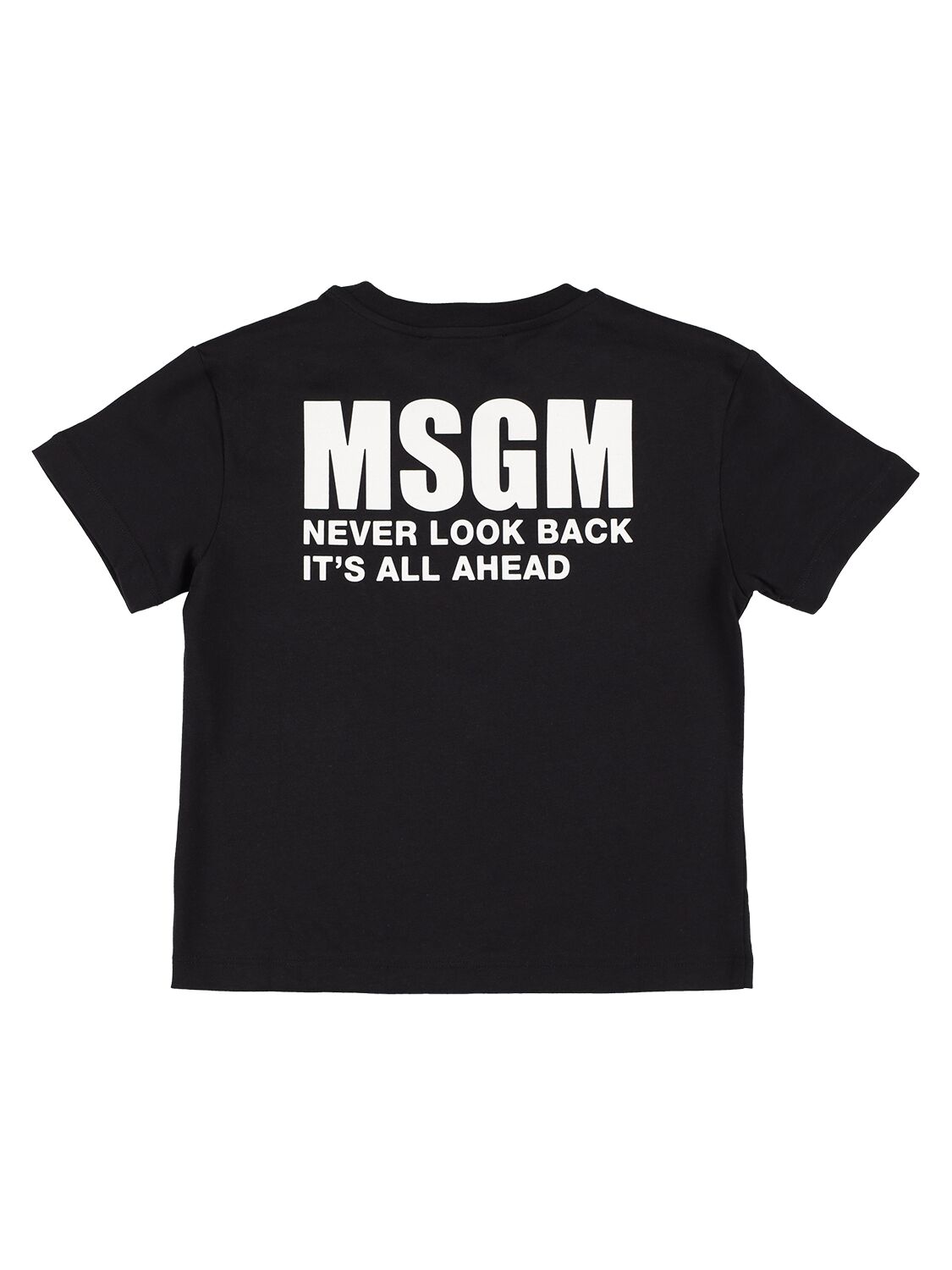 Msgm Kids' Printed Logo Cotton Jersey T-shirt In Black