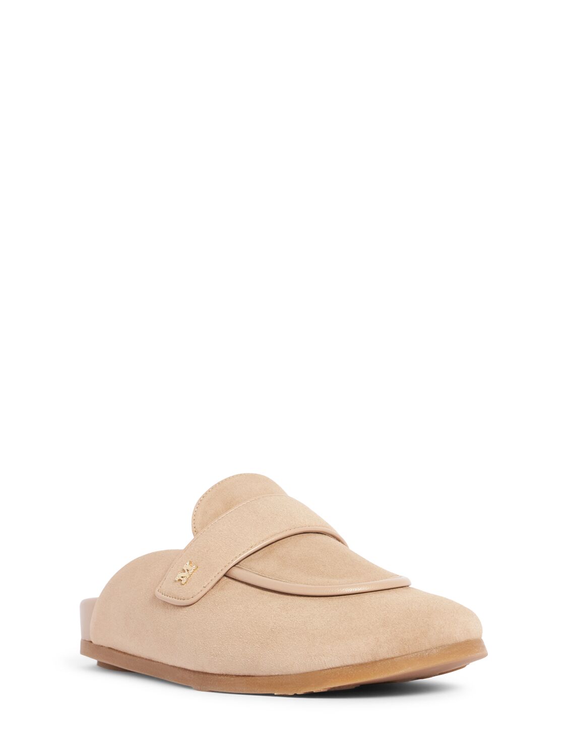 Shop Max Mara 10mm Manly Suede Mules In Beige