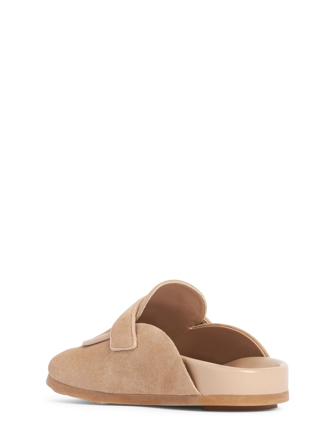 Shop Max Mara 10mm Manly Suede Mules In Beige