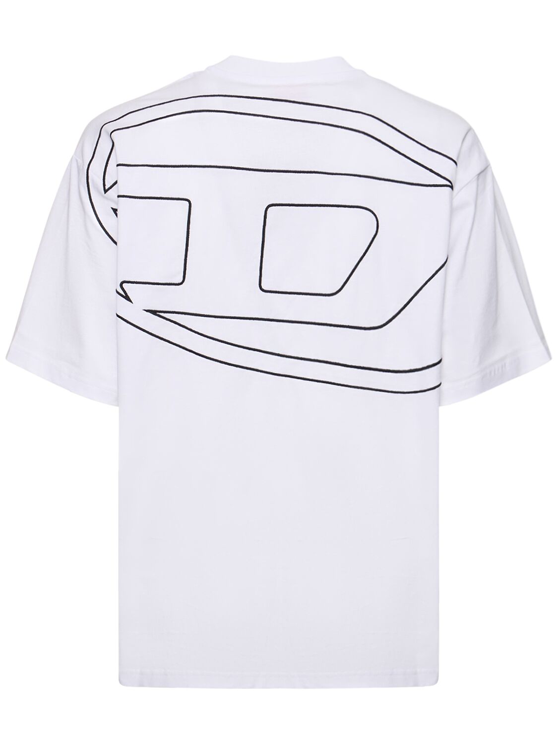 Shop Diesel Oval-d Embroidery Loose Cotton T-shirt In White
