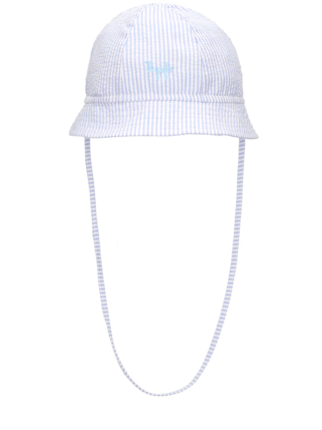 Il Gufo Kids' Seersucker Bucket Hat In Light Blue