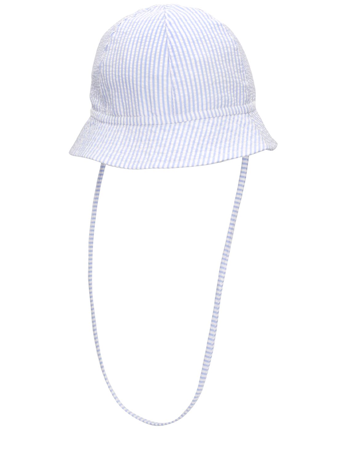 Shop Il Gufo Seersucker Bucket Hat In Light Blue