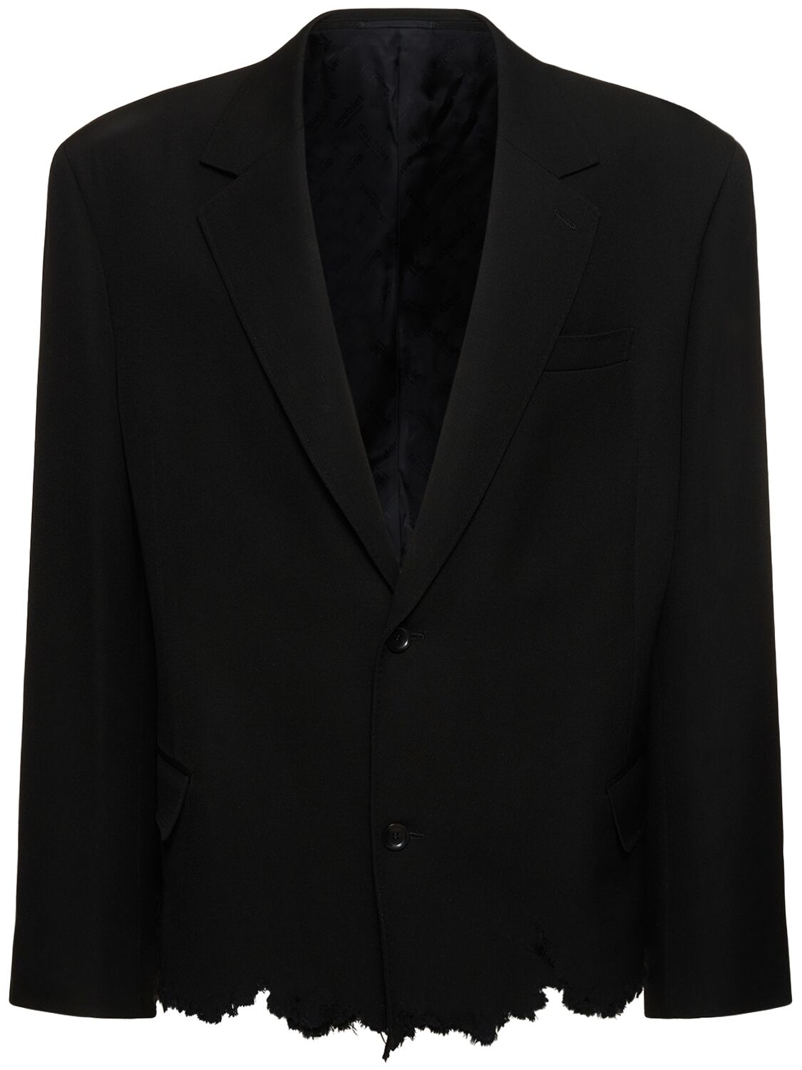 Doublet Cut Off Oversized Wool Tailored Jacket In Black