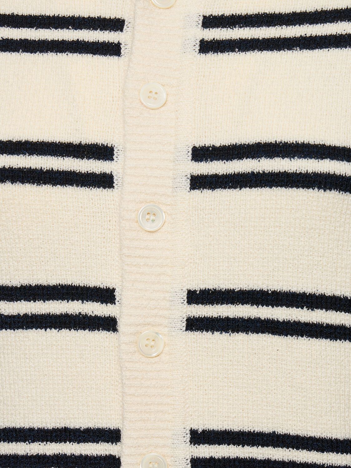 Shop Dunst Striped Open Collar Knit Cardigan In Cream,navy