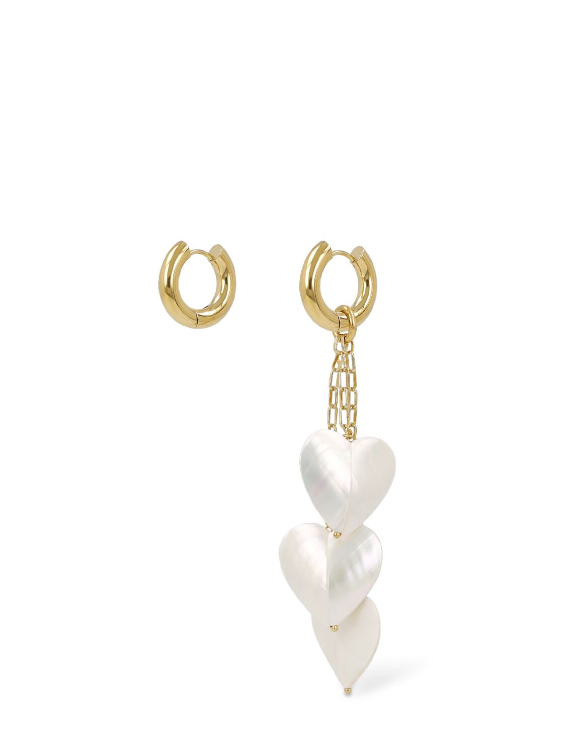 Shop Timeless Pearly Ring & Hearts Mismatched Earrings In Weiss,gold