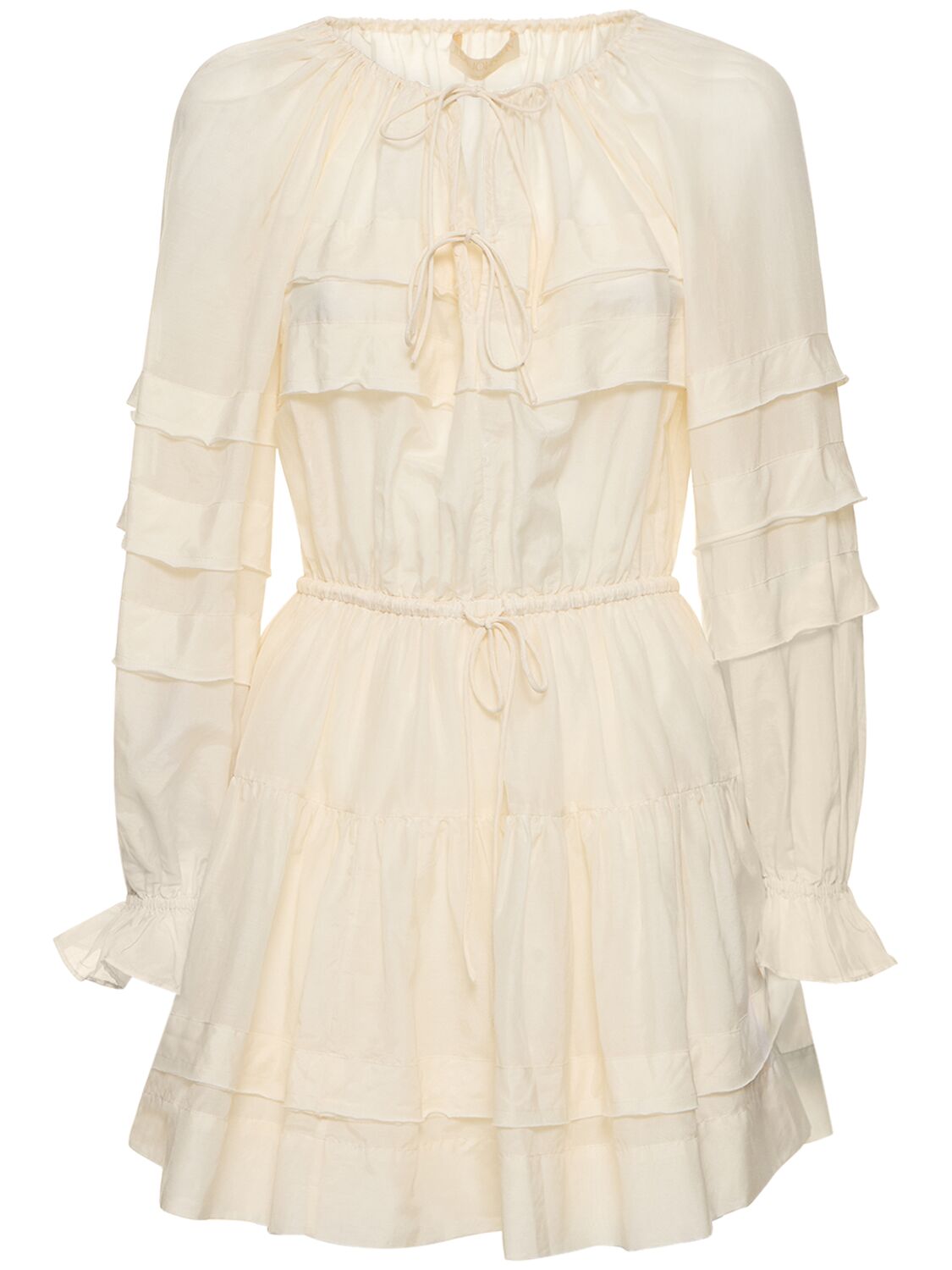 Ulla Johnson Polly Semi-sheer Flared Minidress In White