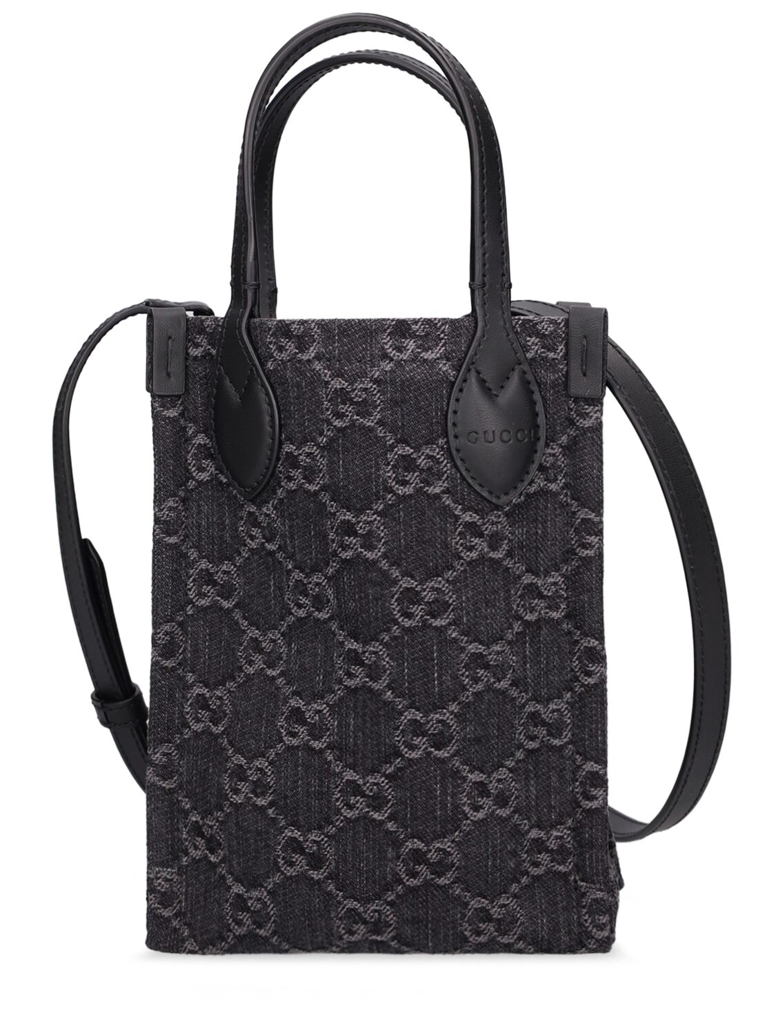 Gucci Mini Ophidia Gg Denim Shoulder Bag In Black