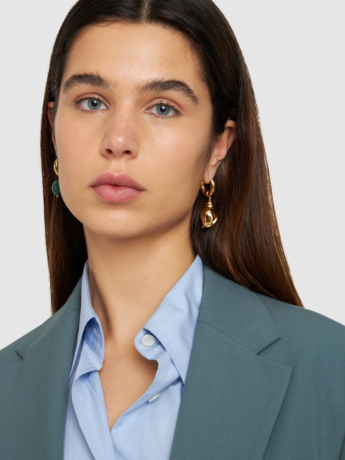 Shop Timeless Pearly Pearl & Shell Mismatched Earrings In Green,gold