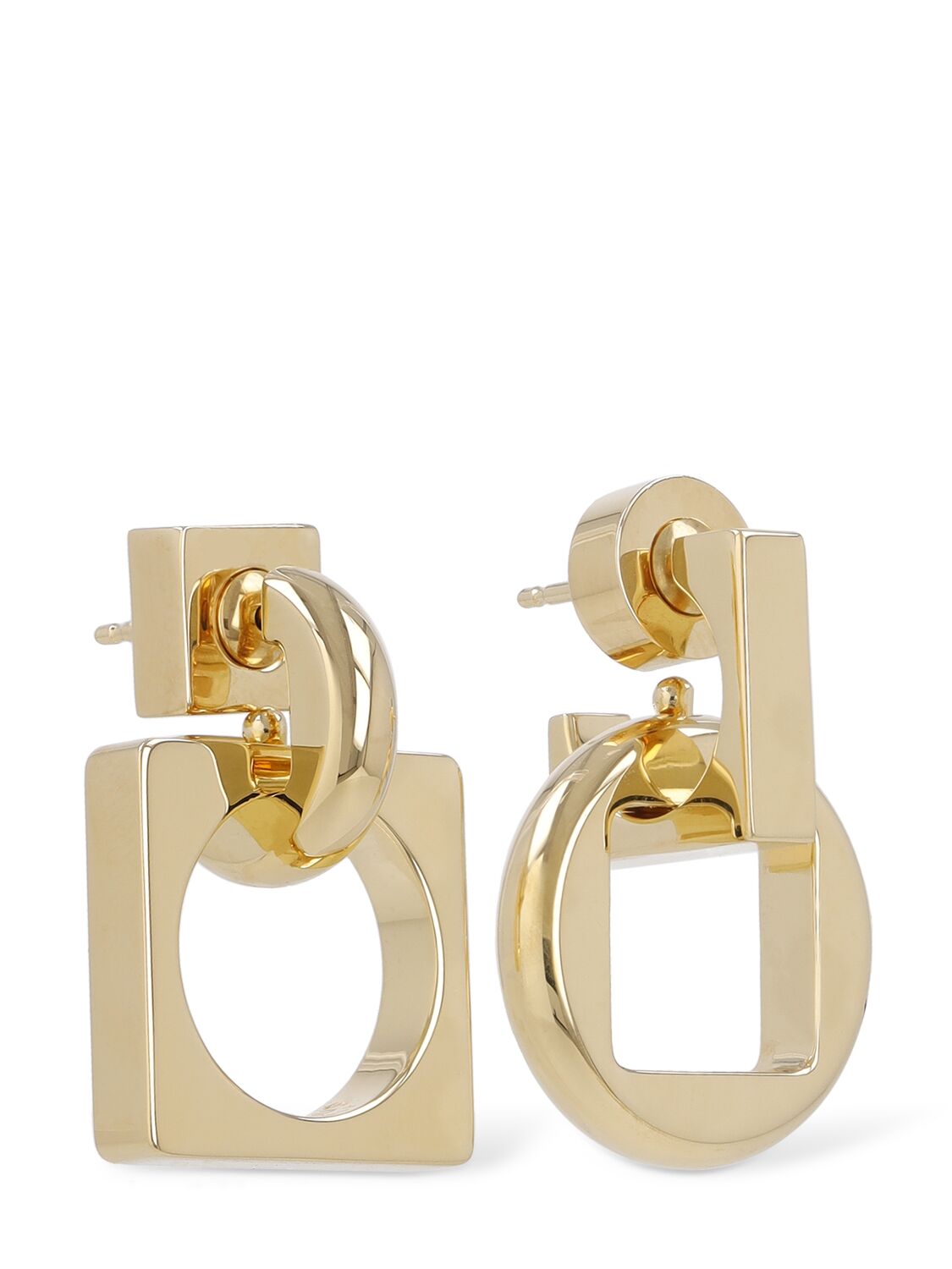 Shop Jacquemus Les Pendantes Rond Carre Earrings In Light Gold