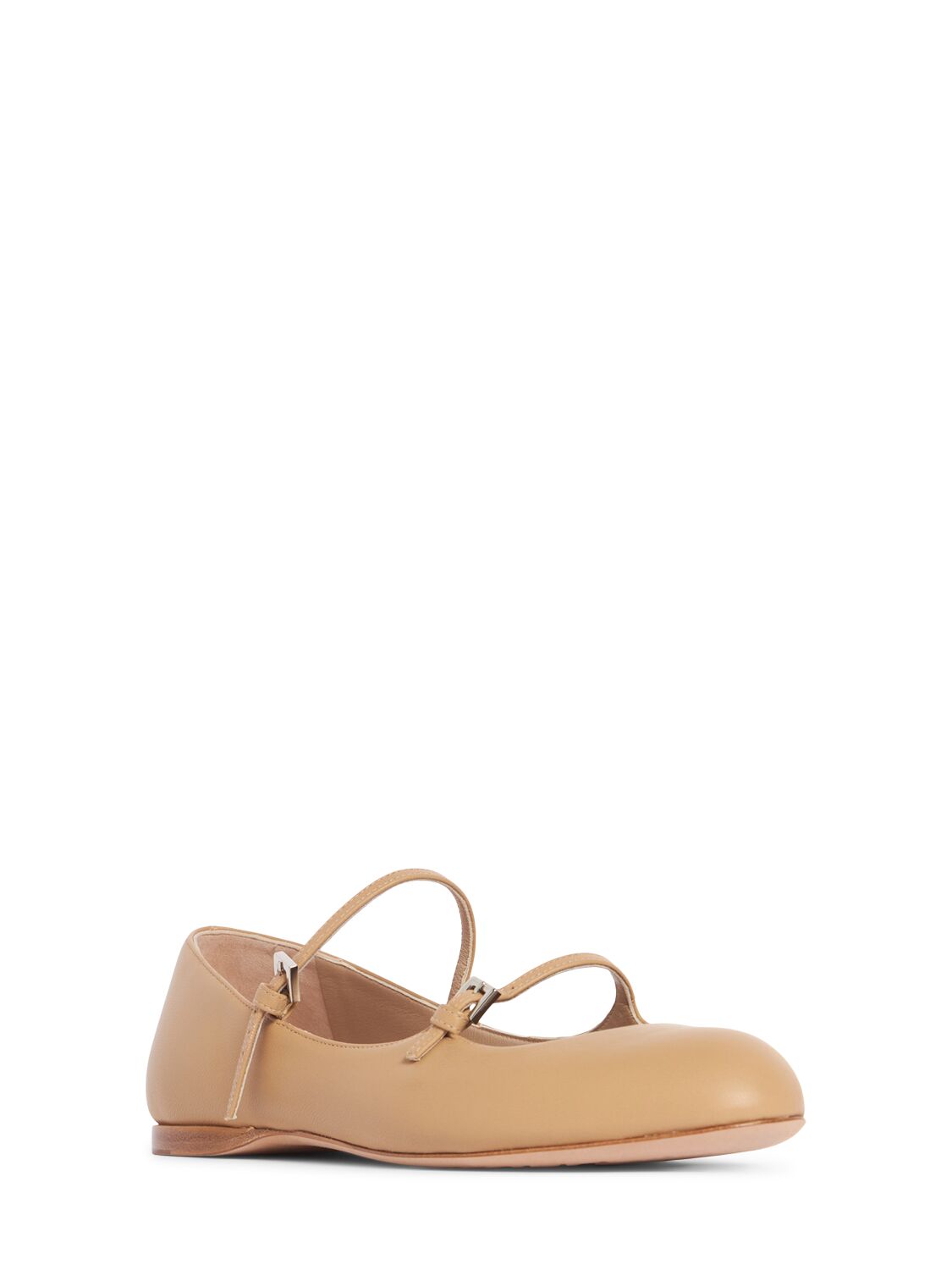 Shop Max Mara 5mm Circus Leather Ballerinas In Beige