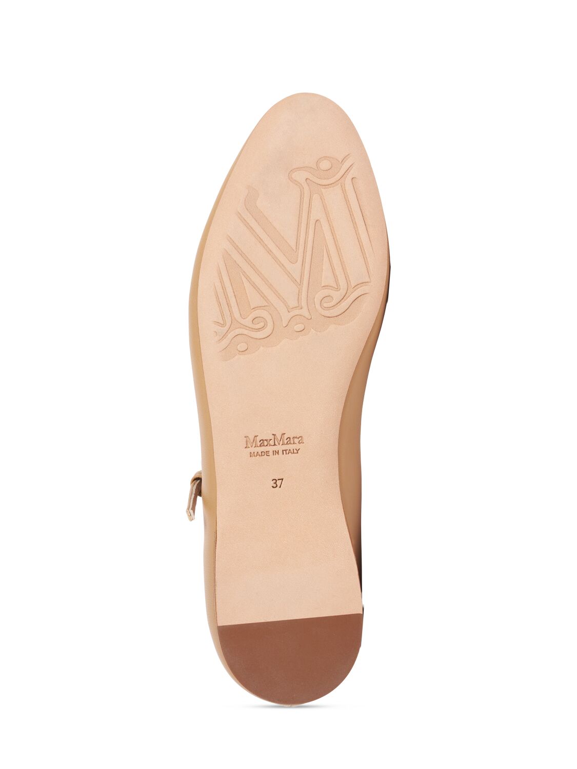 Shop Max Mara 5mm Circus Leather Ballerinas In Beige