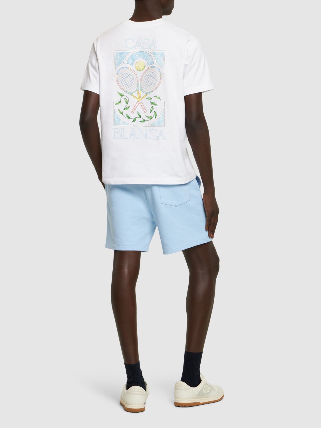 Shop Casablanca Tennis Pastelle Printed T-shirt In White