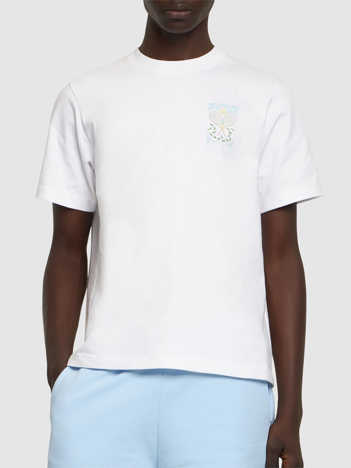 Shop Casablanca Tennis Pastelle Printed T-shirt In White