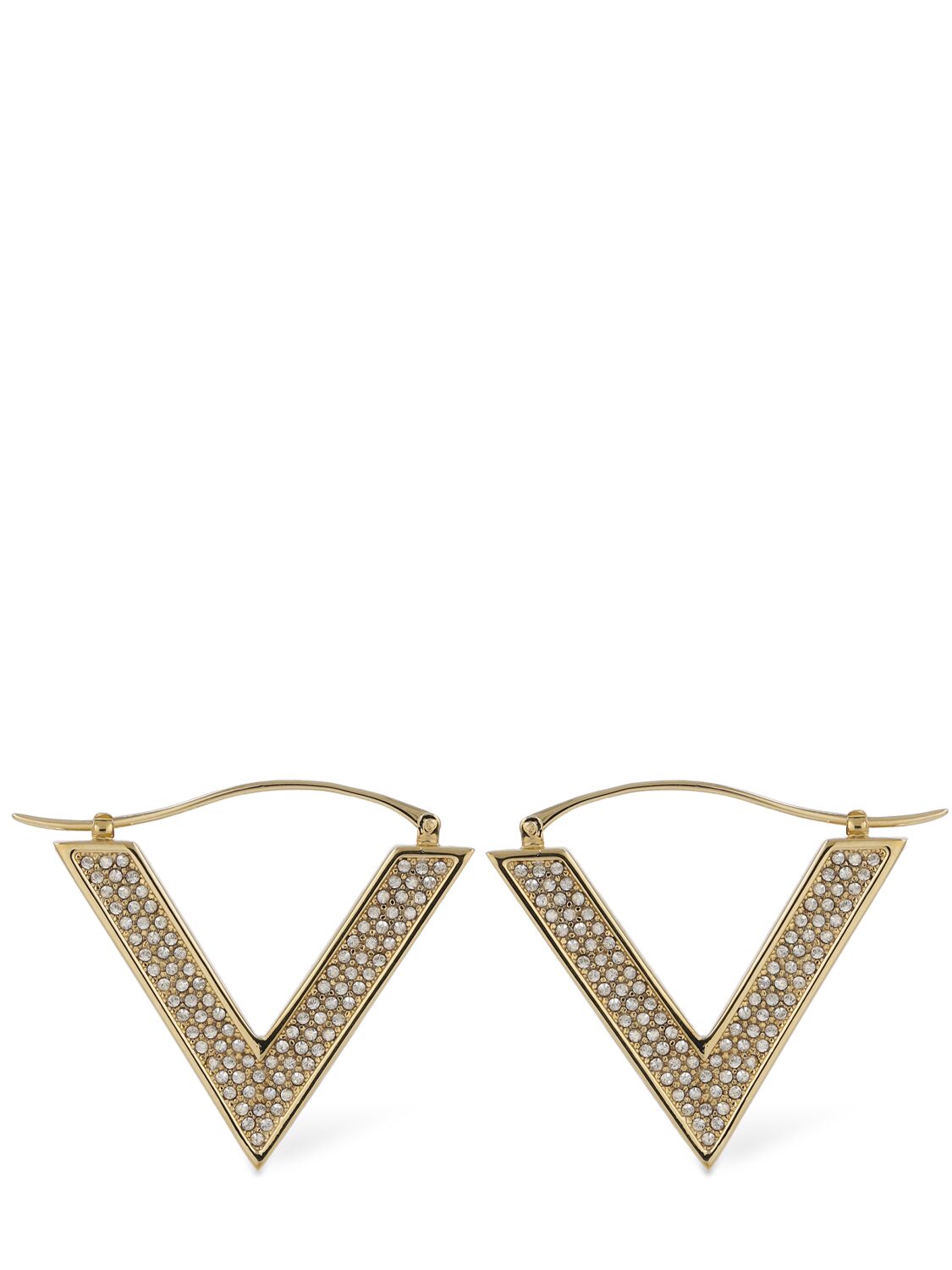 Valentino Garavani V Signature Crystal Huggie Earrings In Gold,crystal
