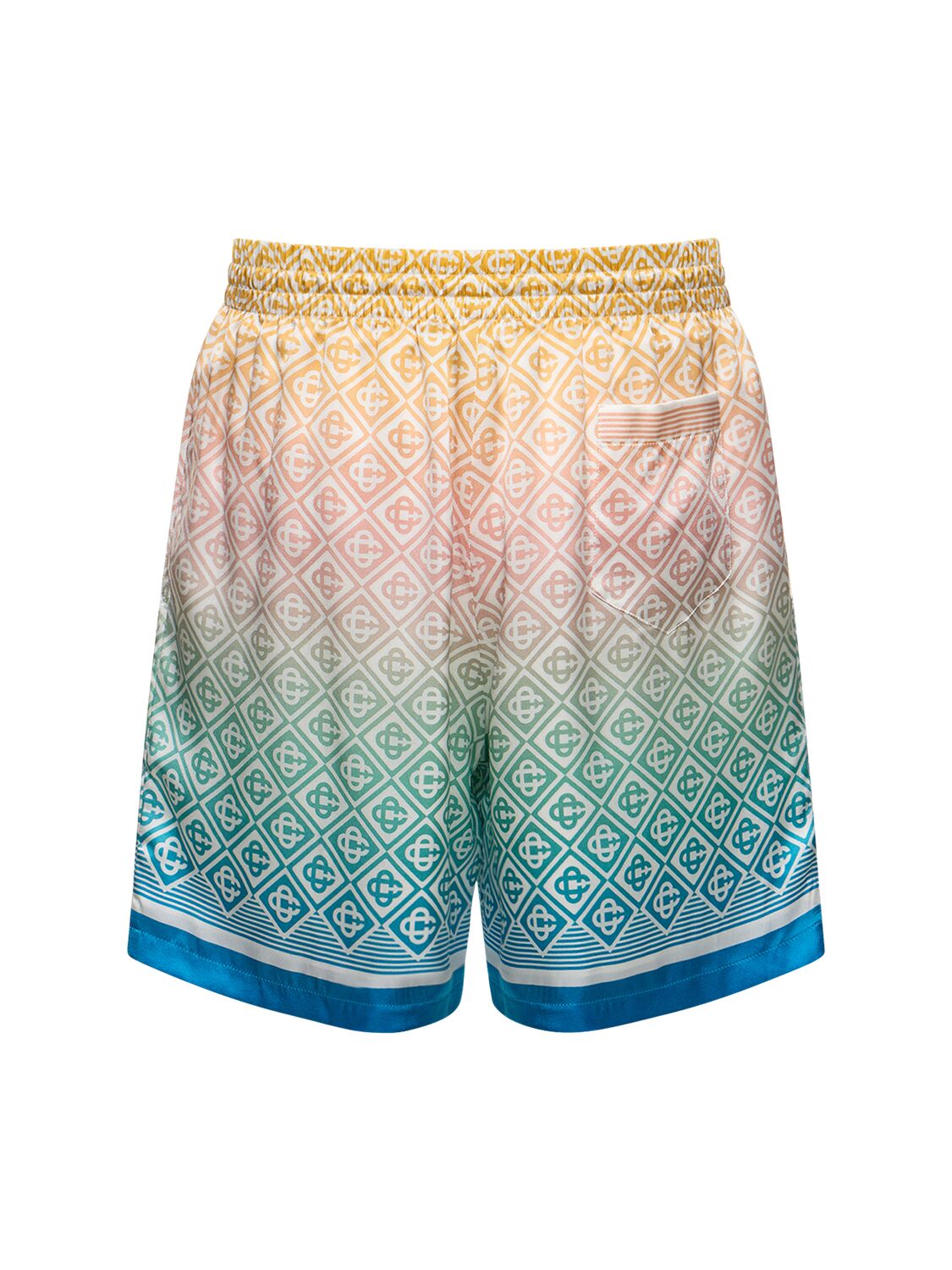 Shop Casablanca Silk Shorts W/ Drawstring In Multicolor