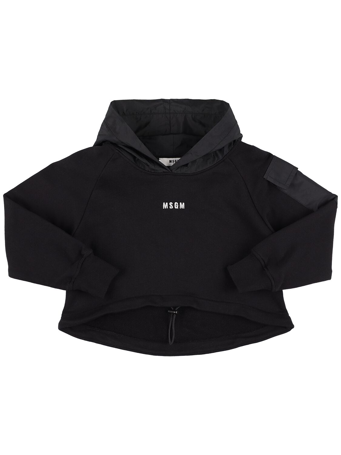 Msgm Kids' Logo Cotton Sweatshirt Hoodie In Black
