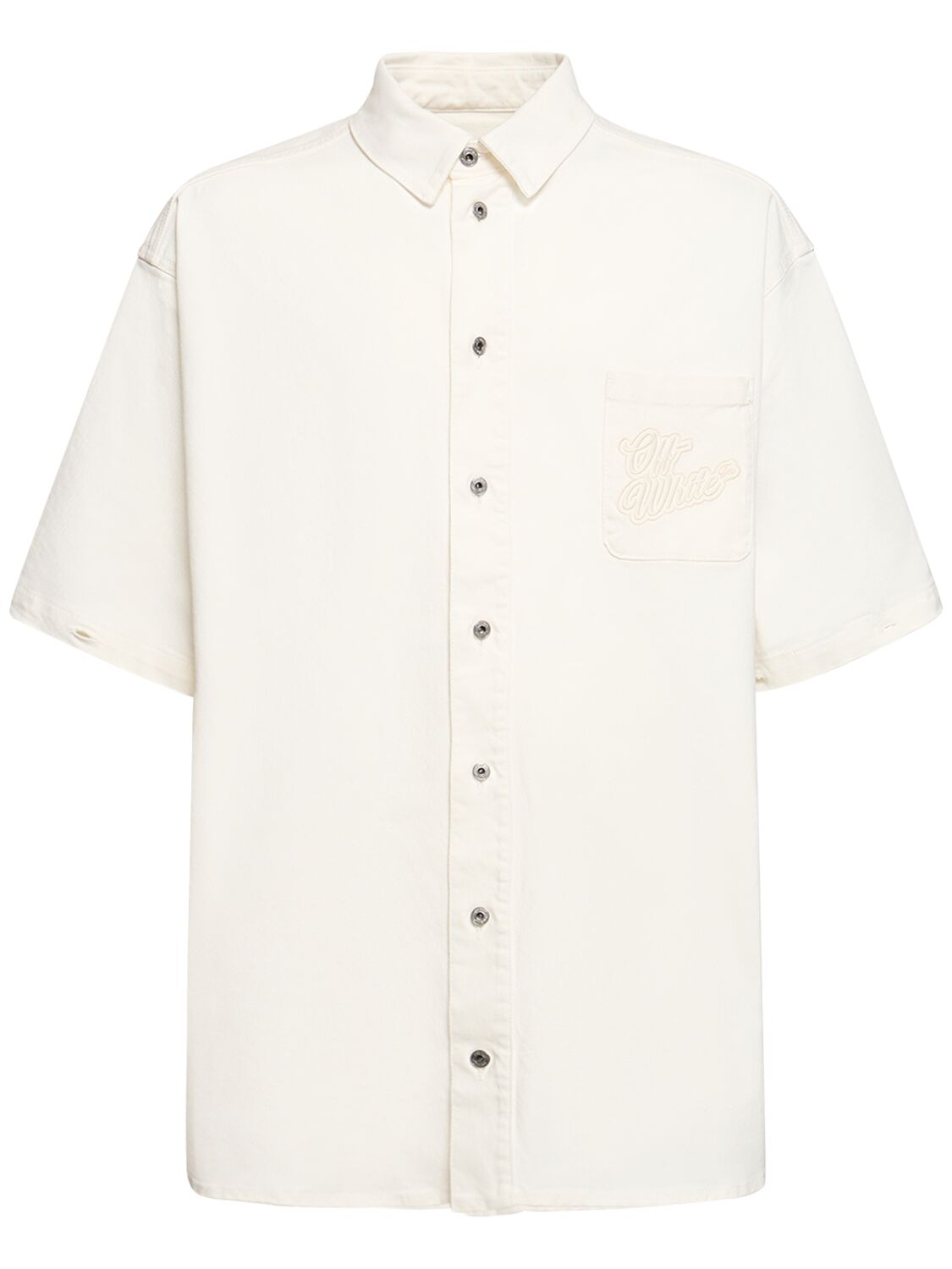 Shop Off-white 90s Logo Cotton Denim Overshirt In White