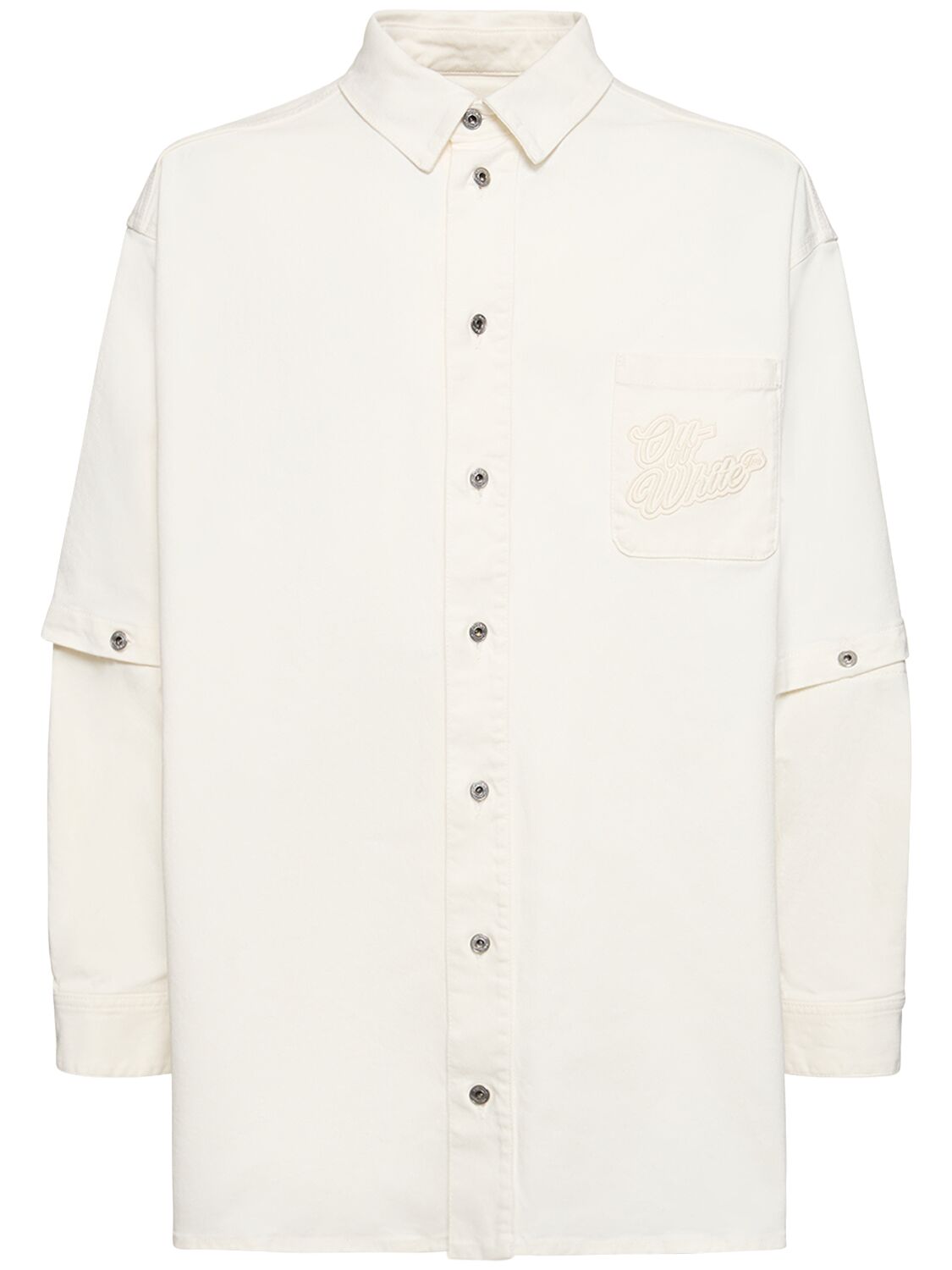Off-white 90s Logo Cotton Denim Overshirt In White