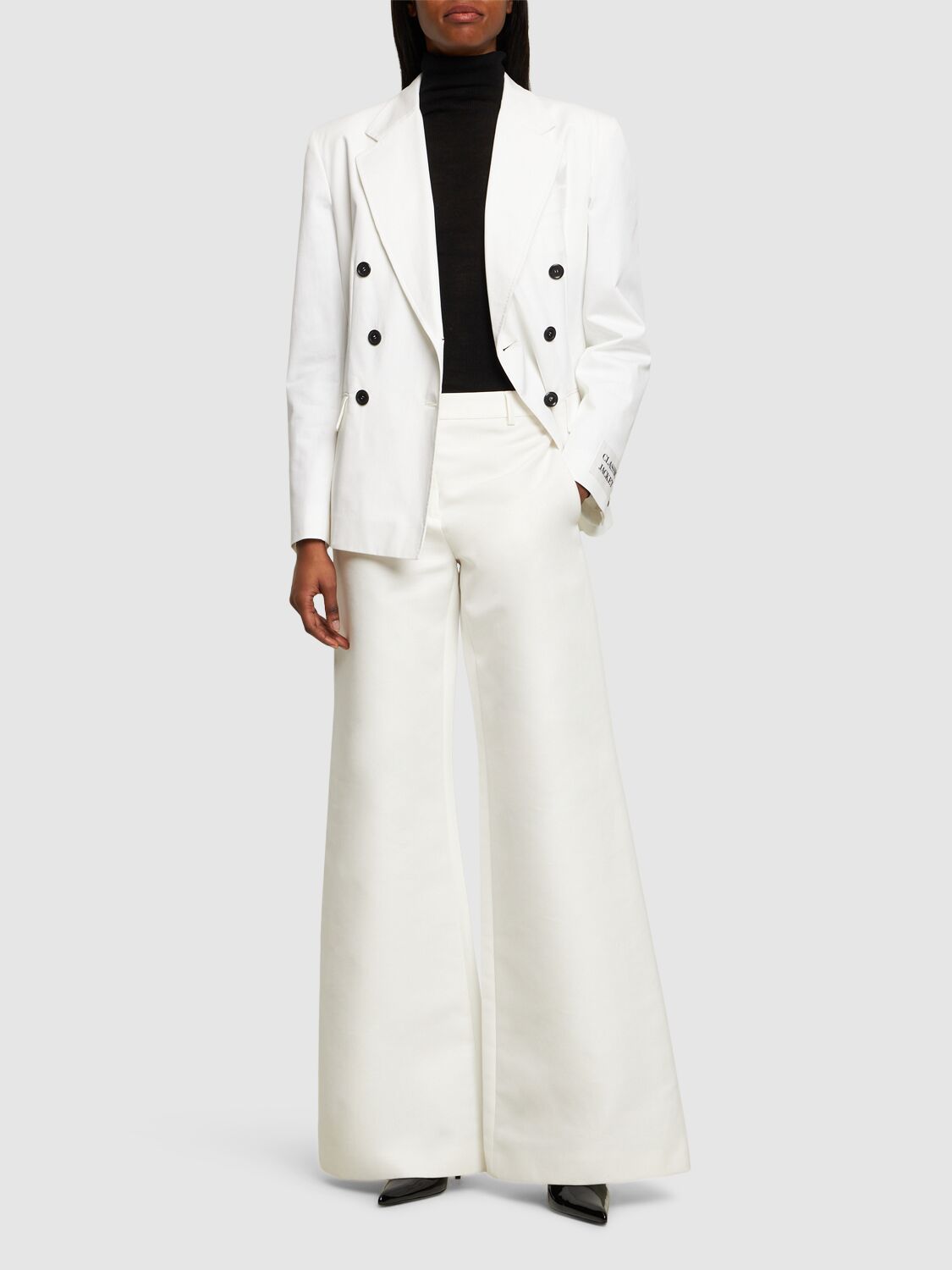 Shop Moschino Cotton Duchesse Wide Pants In White