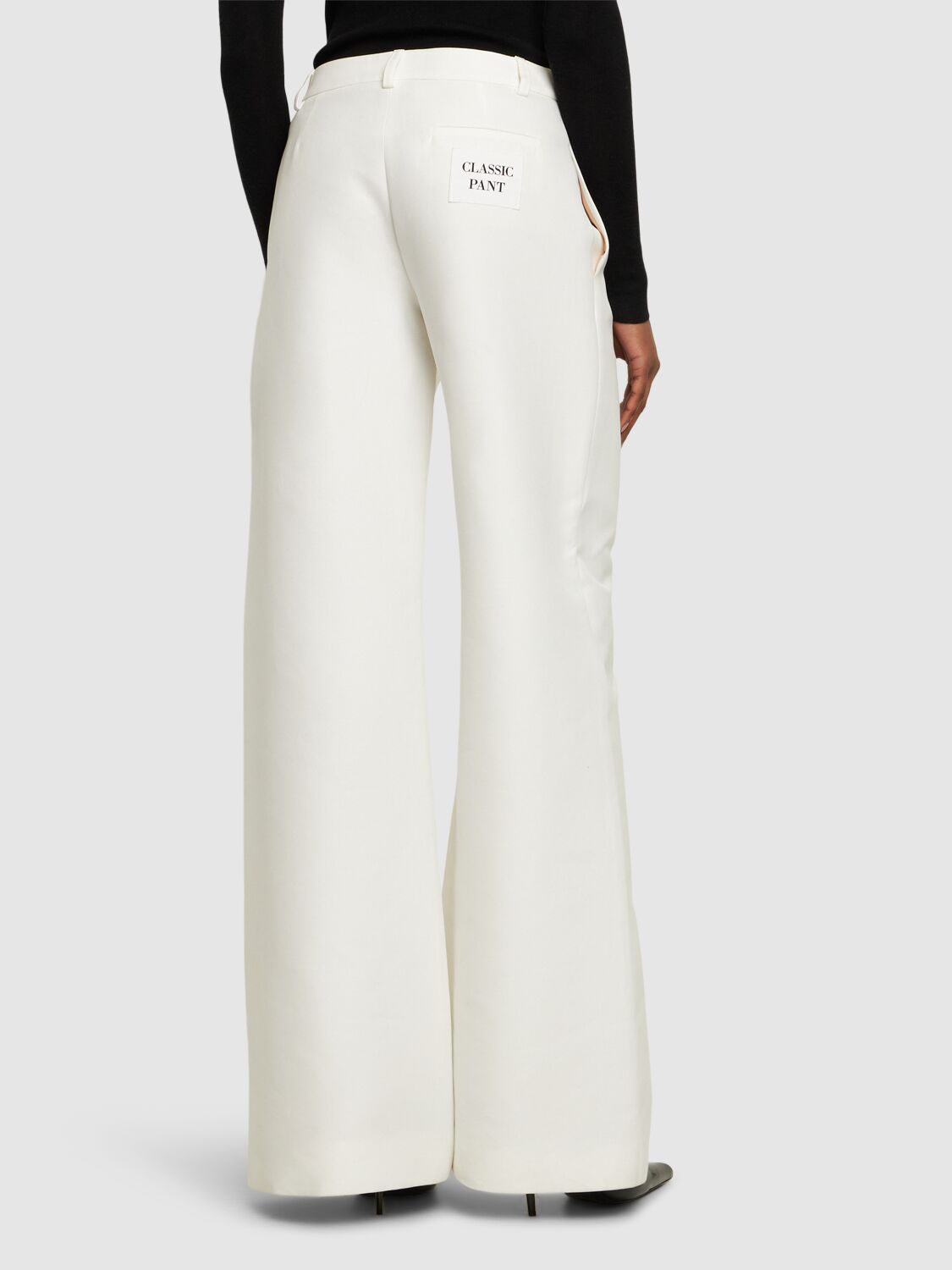 Shop Moschino Cotton Duchesse Wide Pants In White