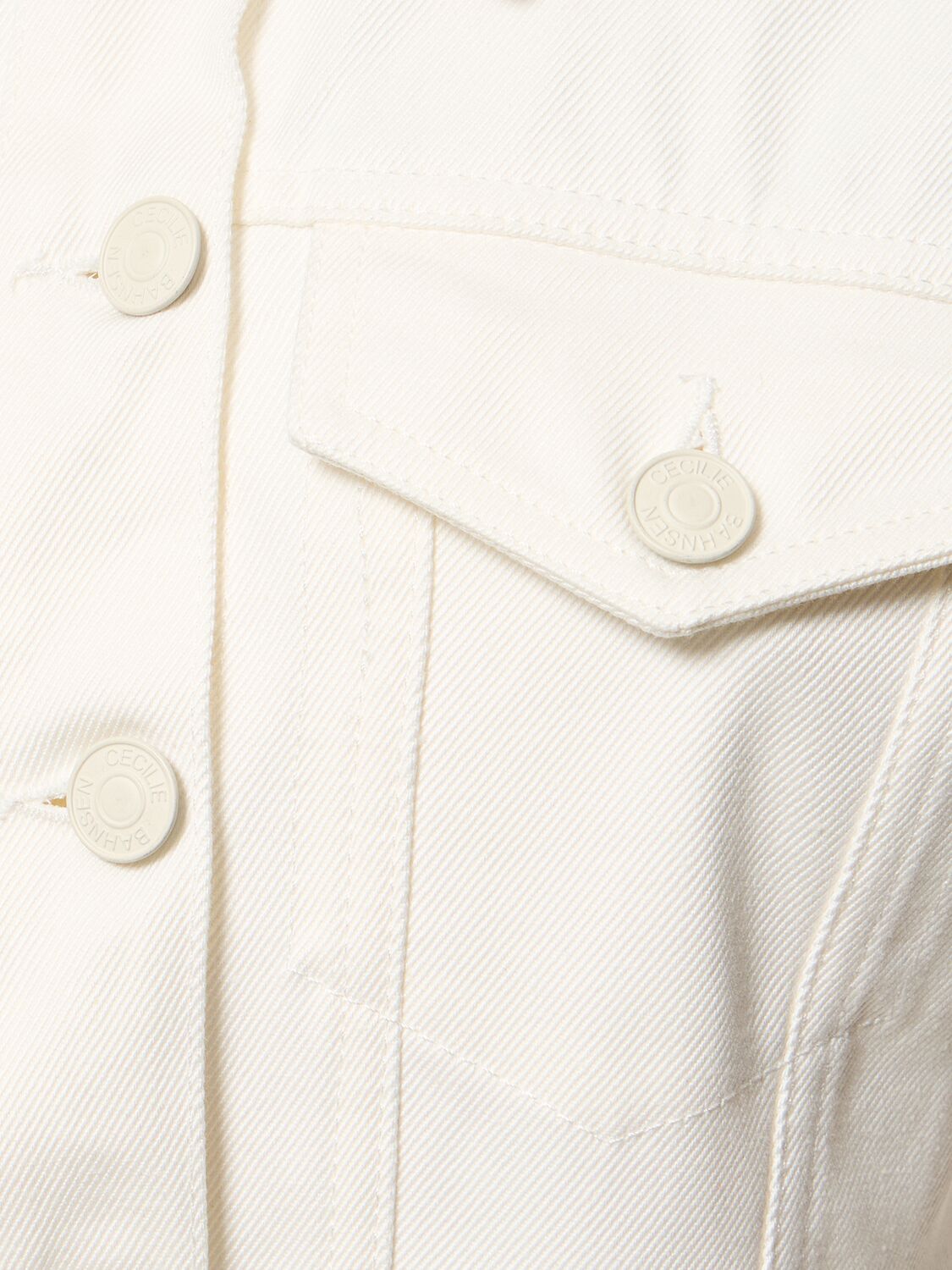 Shop Cecilie Bahnsen Ulanda Fitted Waist Cotton Denim Jacket In White