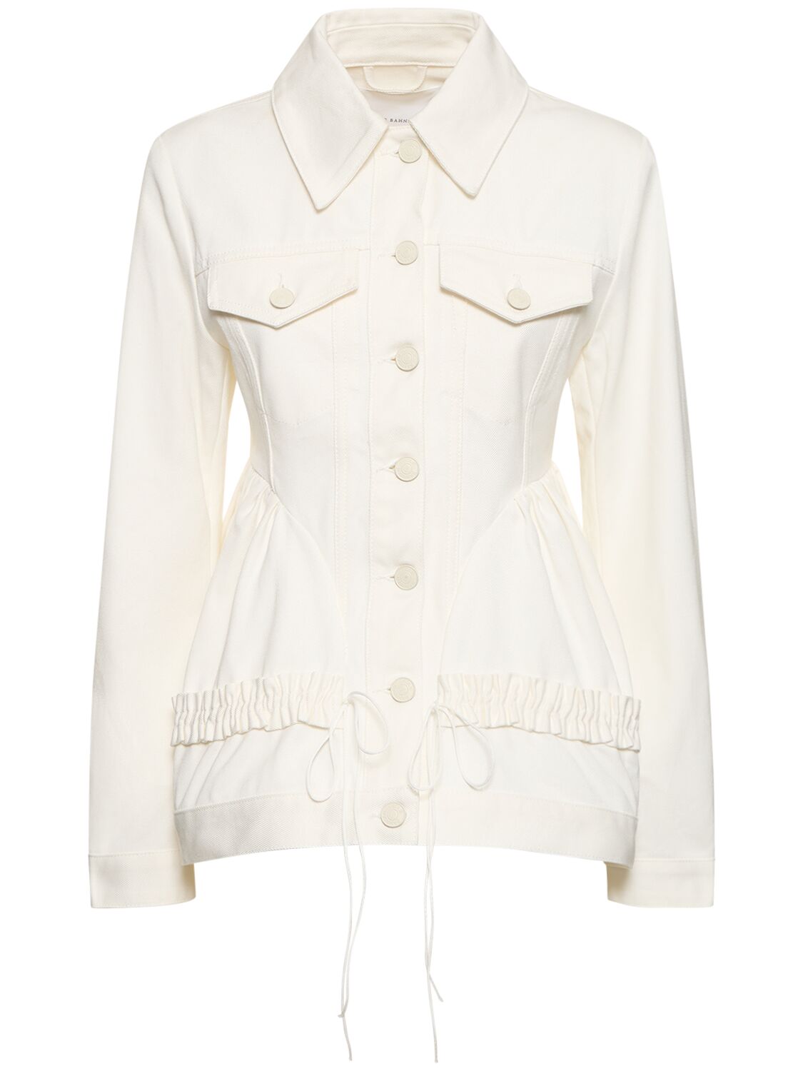 Cecilie Bahnsen Ulanda Fitted Waist Cotton Denim Jacket In White