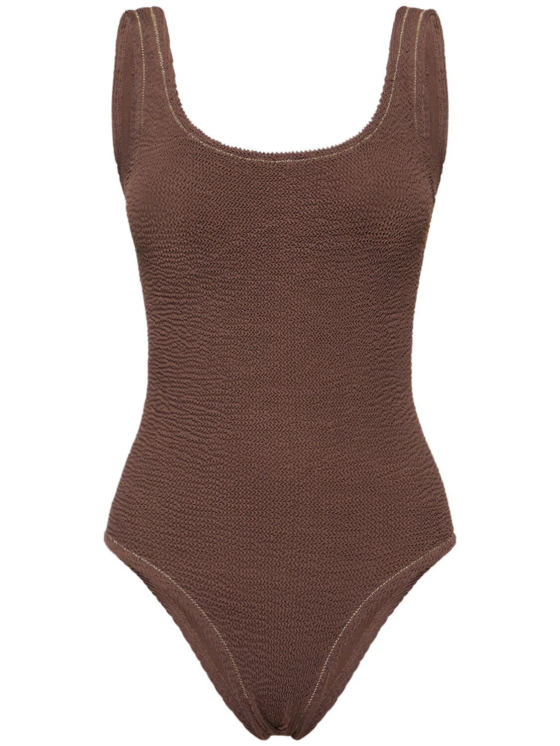 Reina Olga Papaia Crinkled One Piece Swimsuit In Brown
