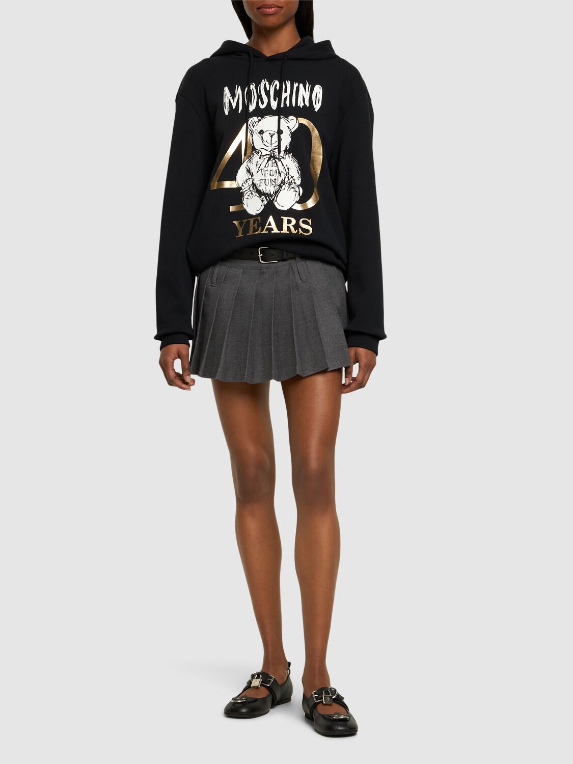 Shop Moschino Cotton Jersey Printed Logo Sweatshirt In Black