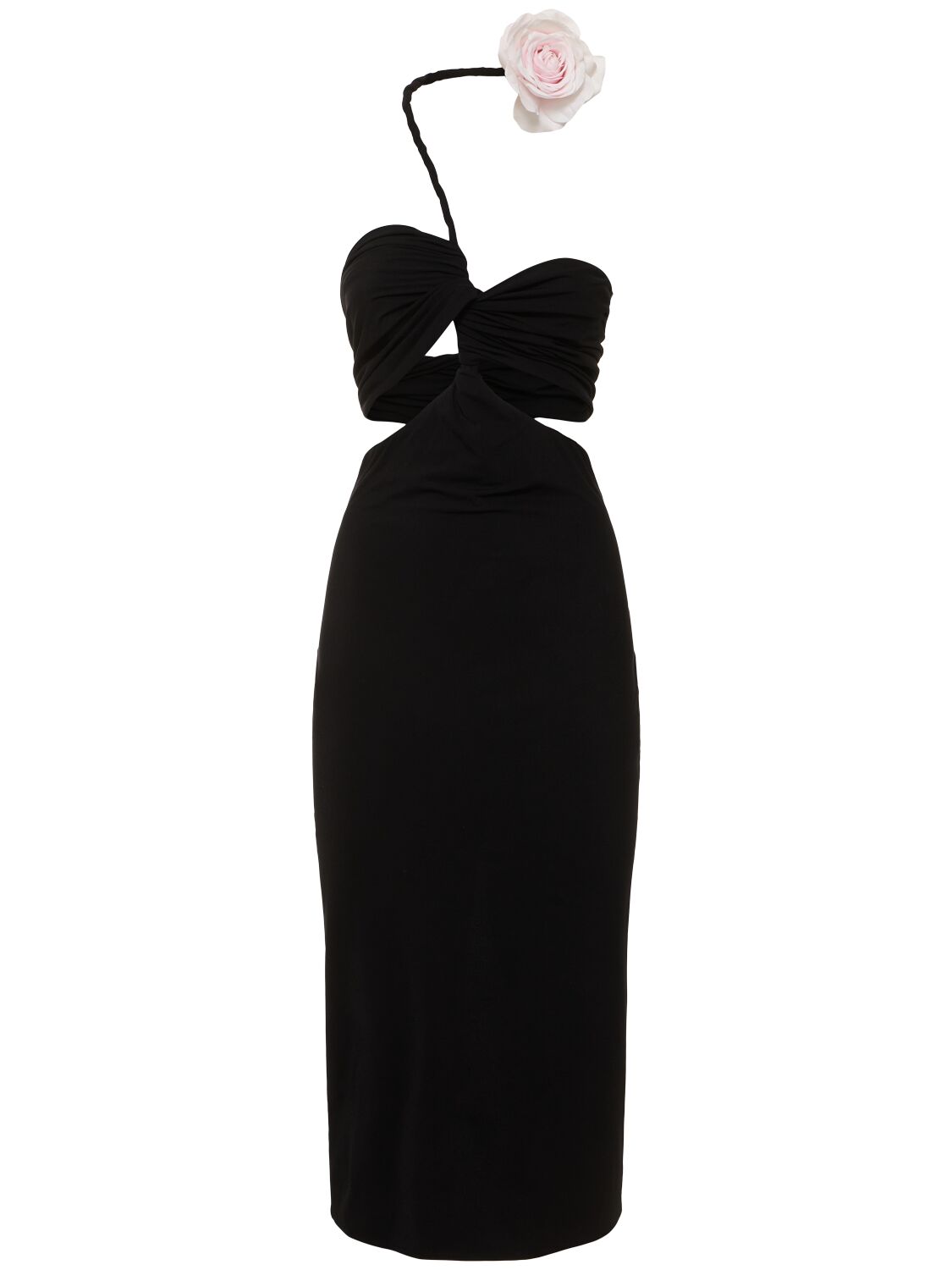 Image of Jersey Draped Cutout Midi Dress