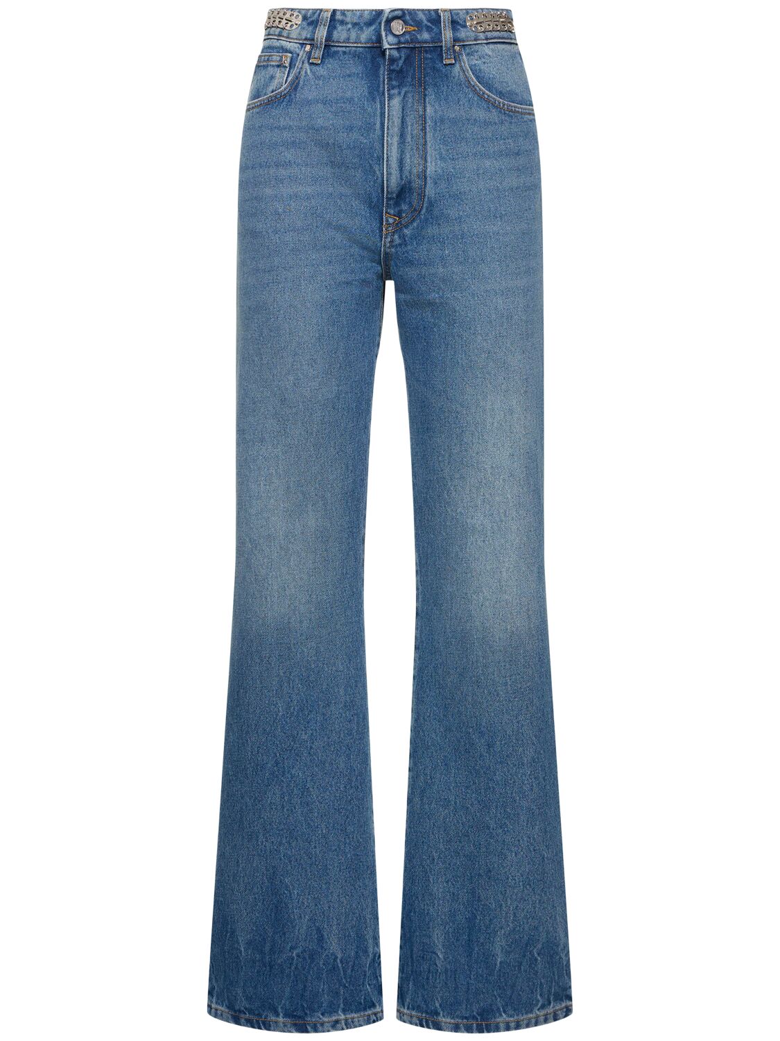 Image of Embellished Denim Flared Jeans