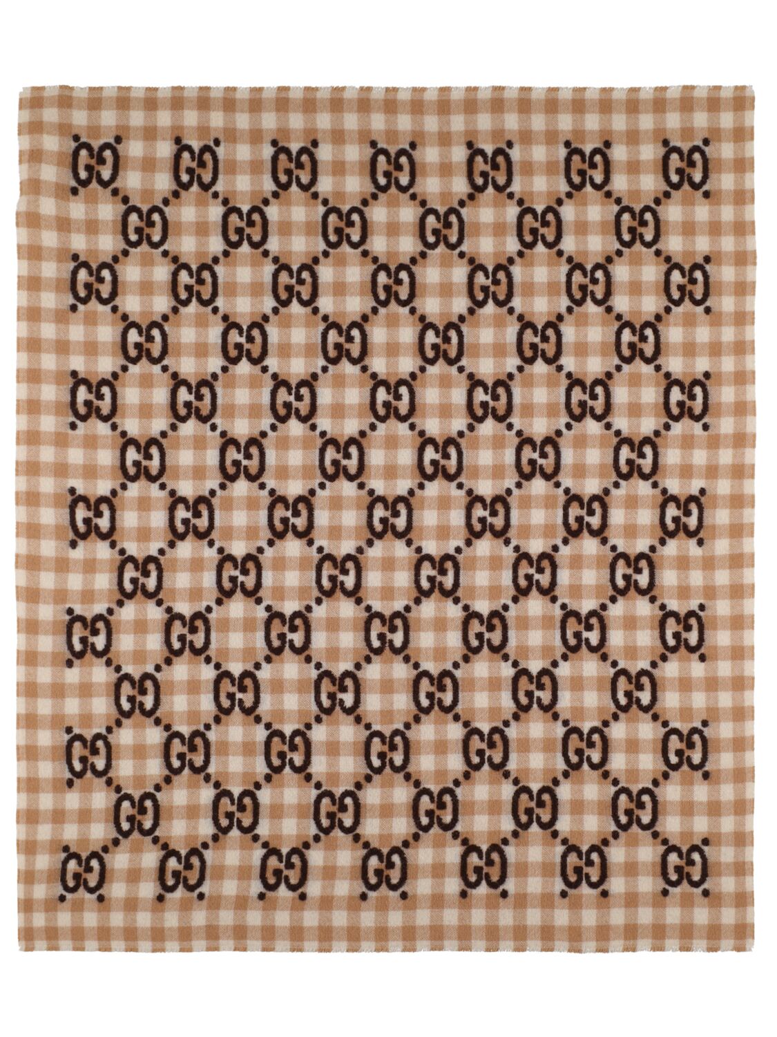 Gucci Kids' Gg Cotton Jacquard Blanket In Brown