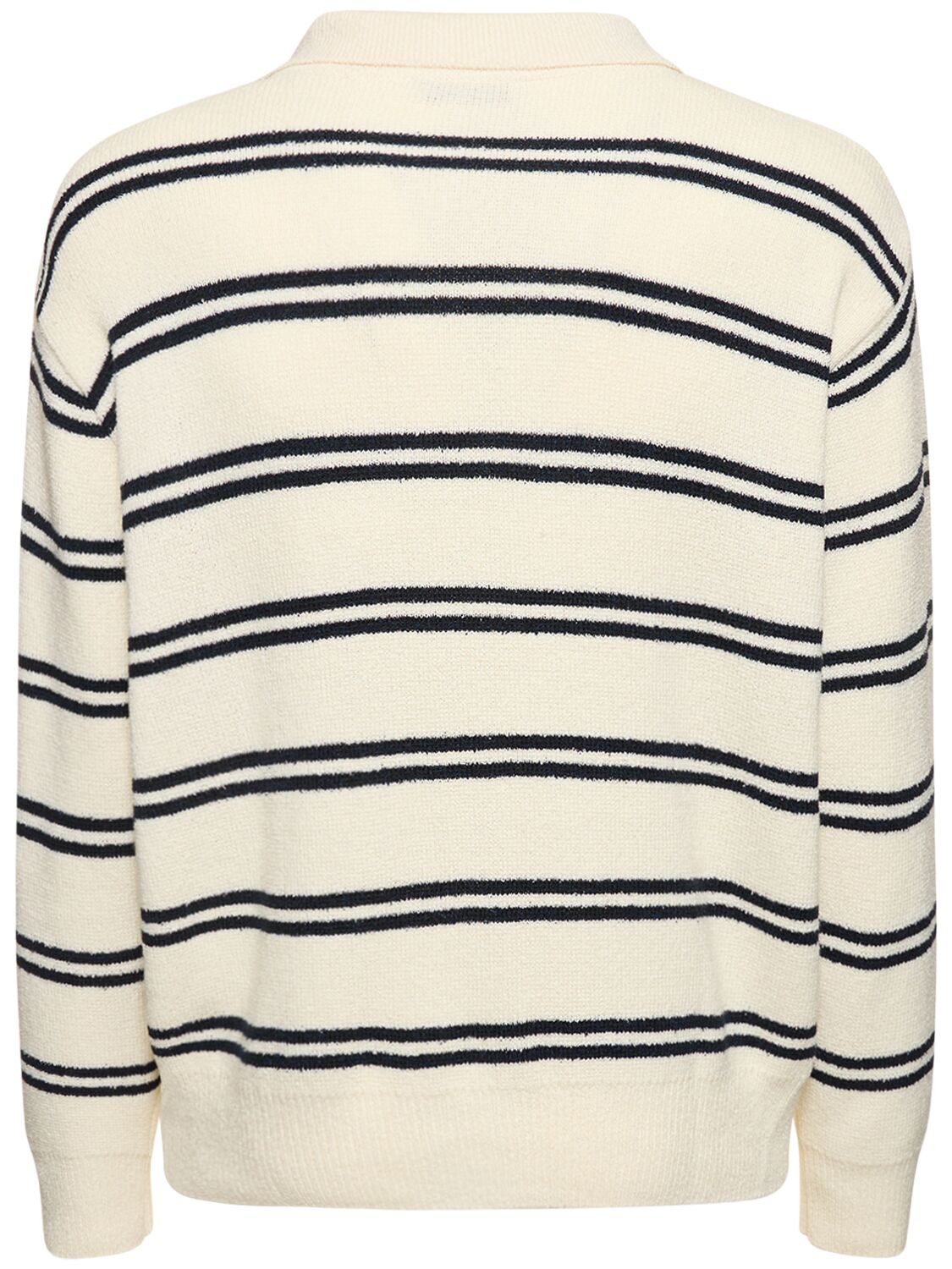 Shop Dunst Unisex Polo Knit Cardigan In Cream,navy