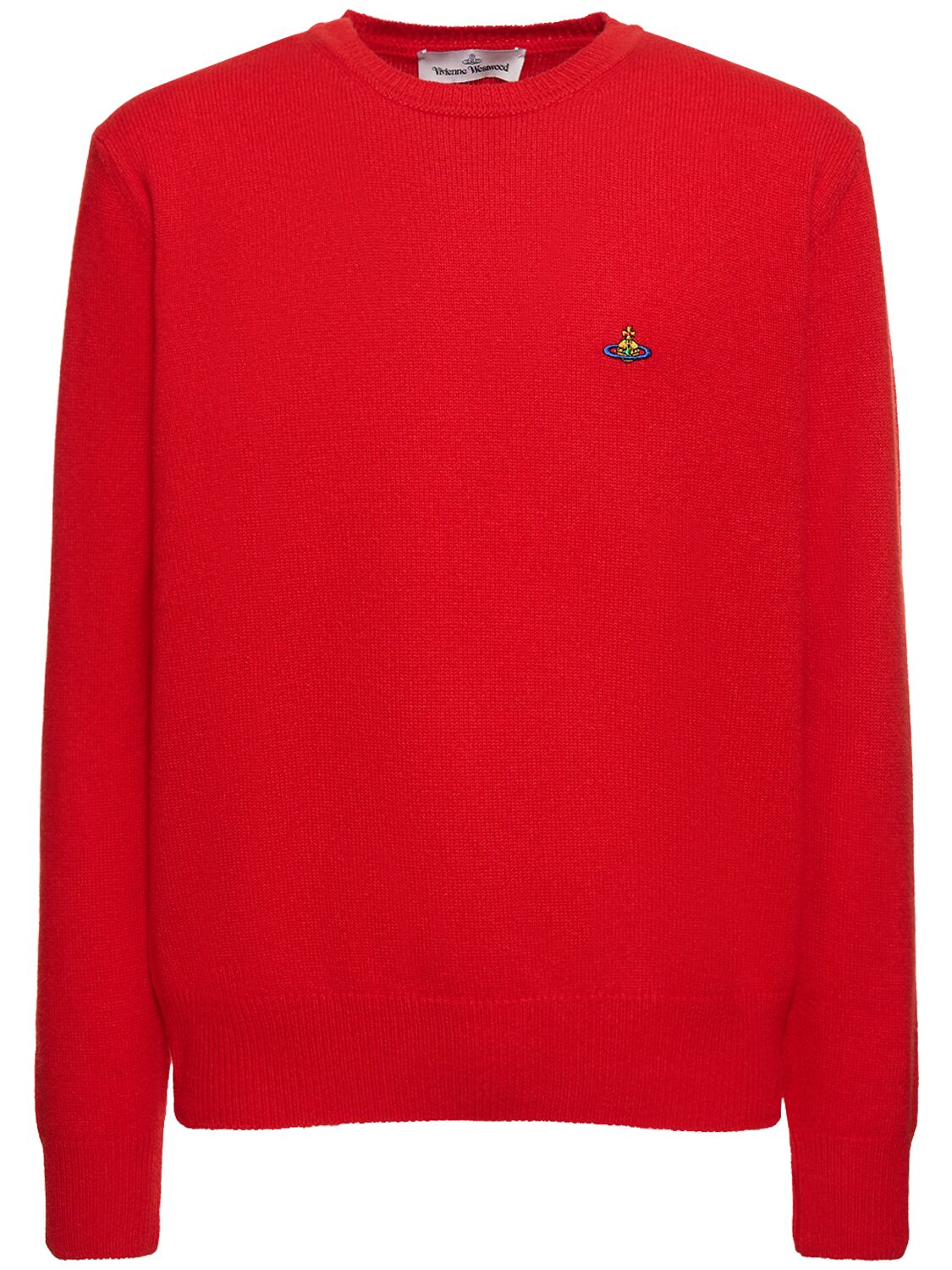 Shop Vivienne Westwood Logo Embroidery Mohair Knit Sweater In Red