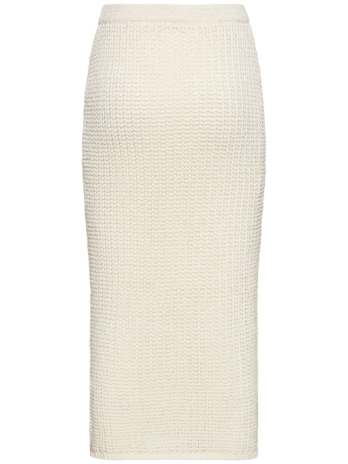 Shop Reina Olga Coral Knitted Midi Skirt In White