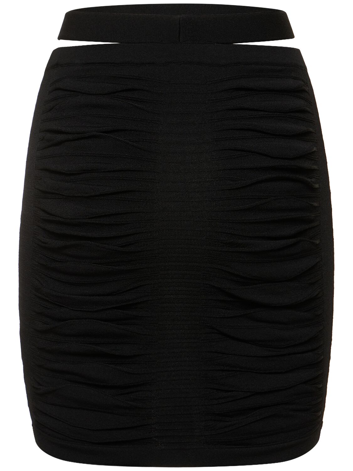 Shop Andreädamo X-ray Viscose Blend Knit Mini Skirt In Black
