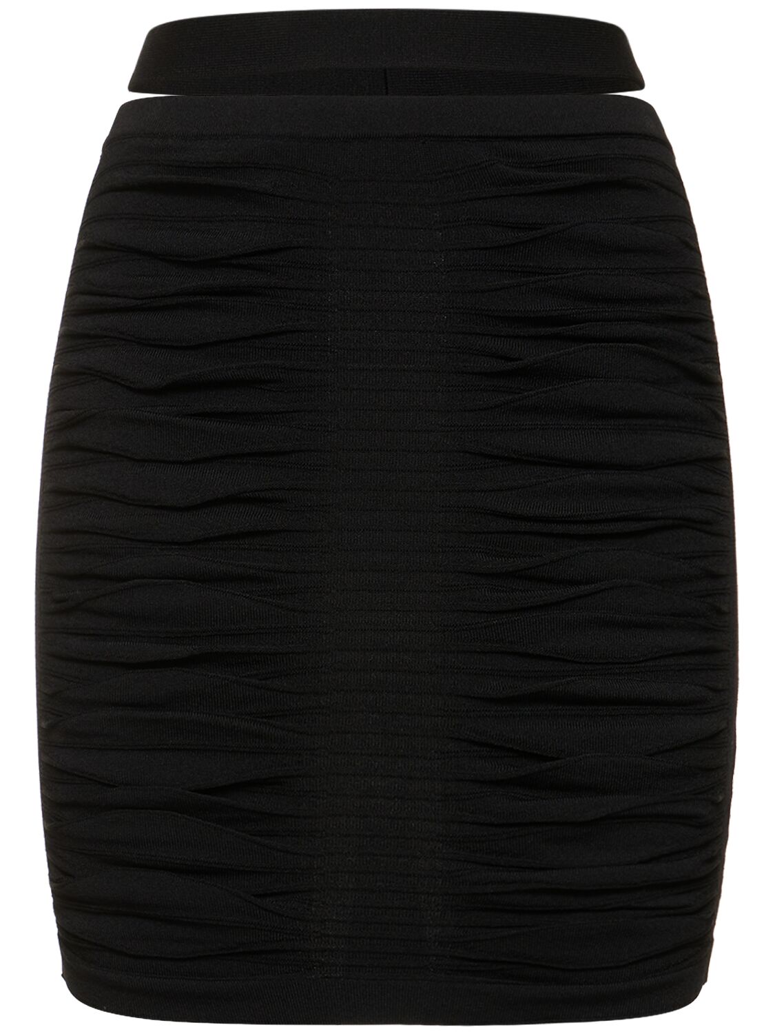 Andreädamo X-ray Viscose Blend Knit Mini Skirt In Black