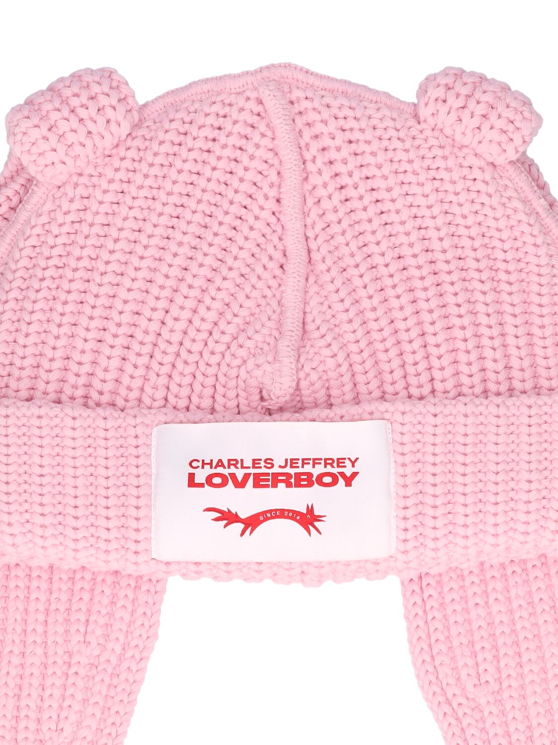 Shop Charles Jeffrey Loverboy Chunky Rabbit Cotton Beanie In Pink