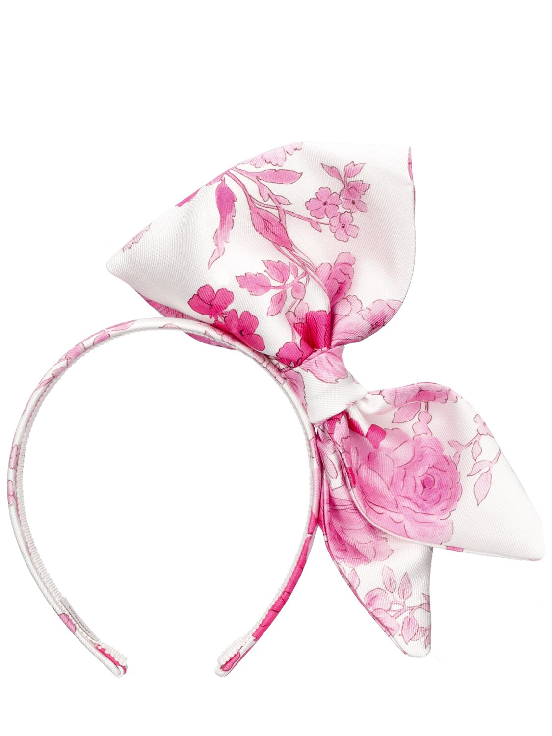 Shop Monnalisa Mikado Headband W/bow In White,pink