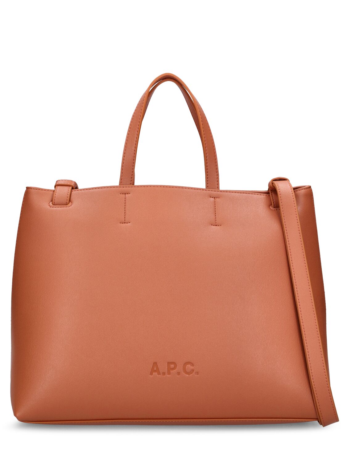 Apc Small Cabas Market Leather Bag In Caramel
