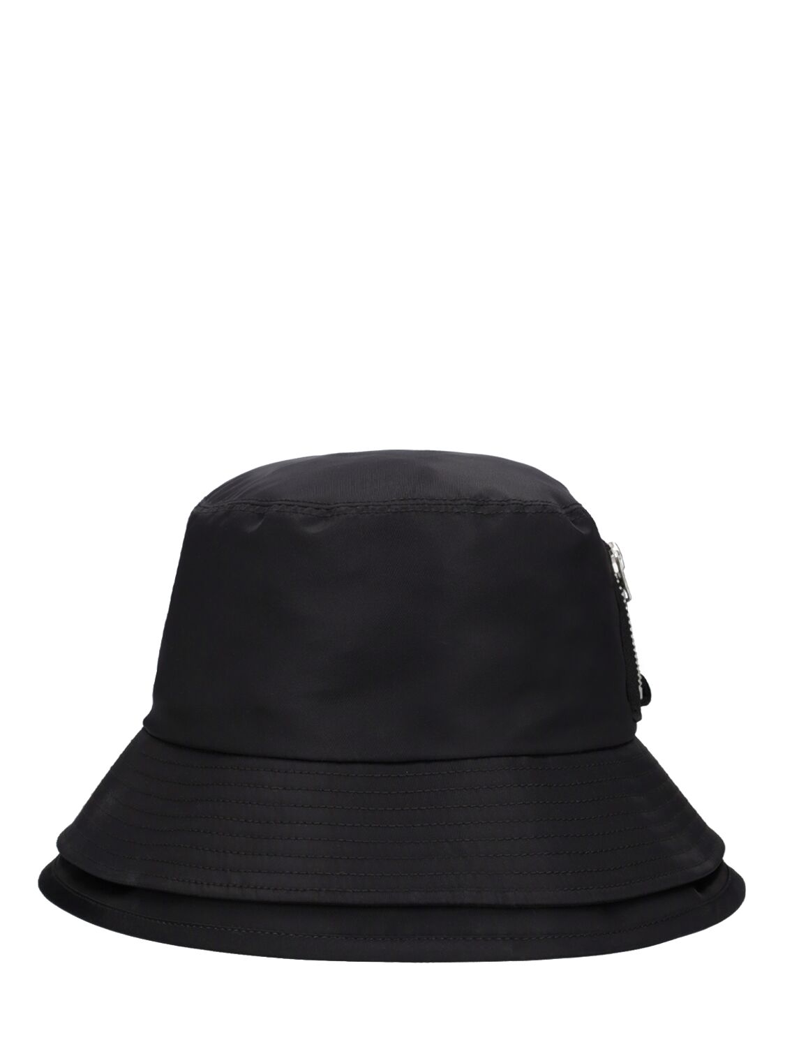 Sacai Double Brim Nylon Twill Bucket Hat In Black