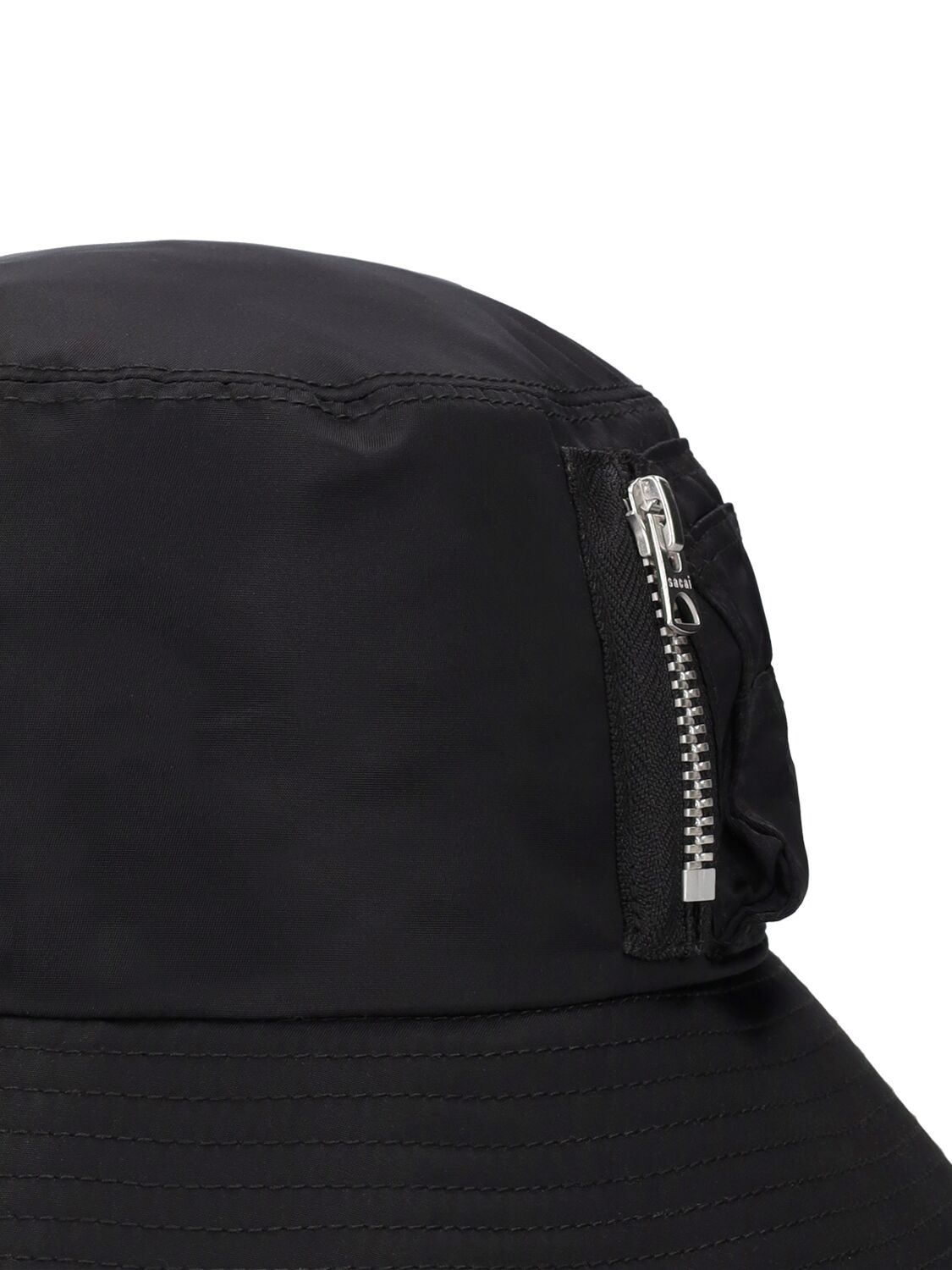 Shop Sacai Double Brim Nylon Twill Bucket Hat In Black