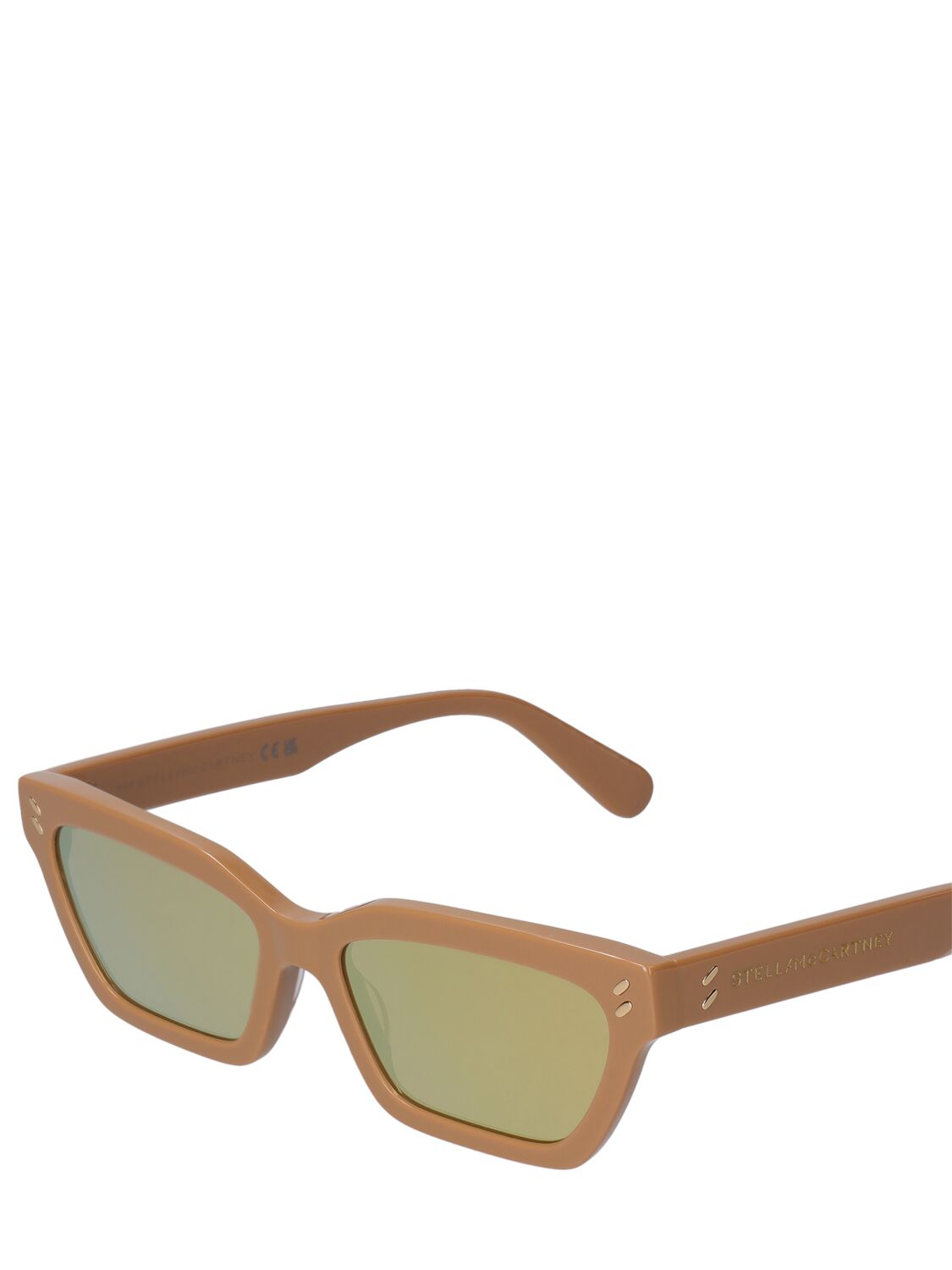 Shop Stella Mccartney Squared Acetate Sunglasses In Beige,brown