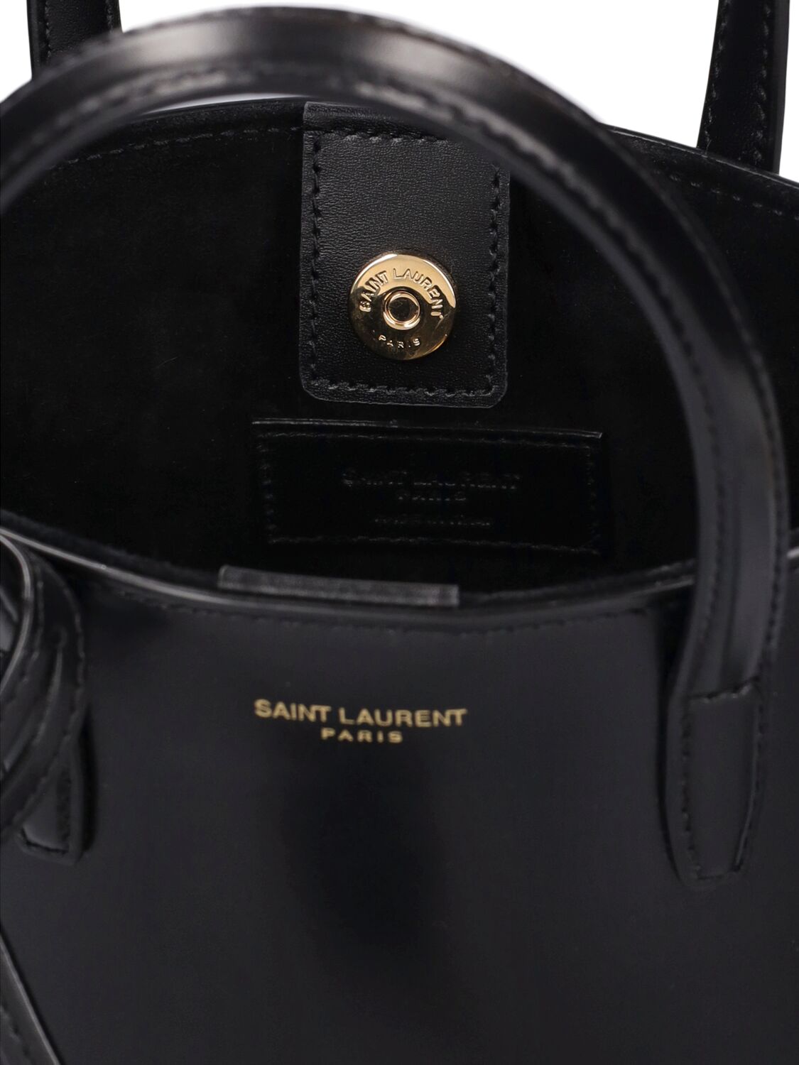 Shop Saint Laurent Mini Toy Leather Shopping Bag In Black