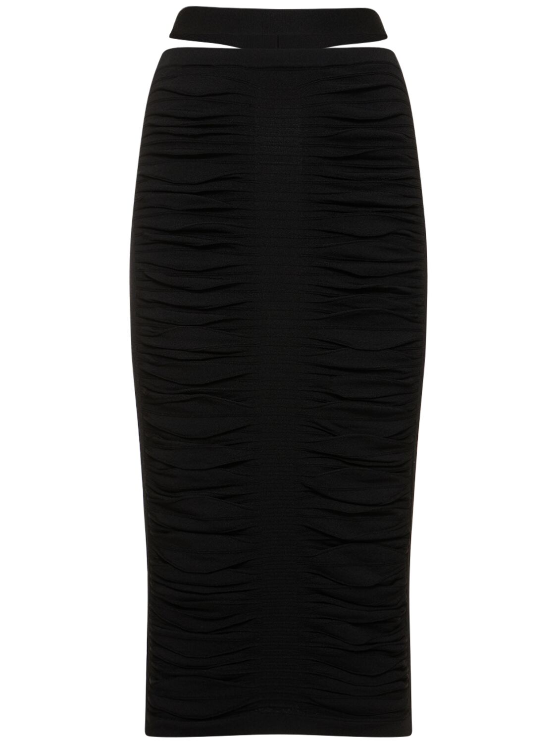 Andreädamo X-ray Viscose Blend Knit Midi Skirt In Black