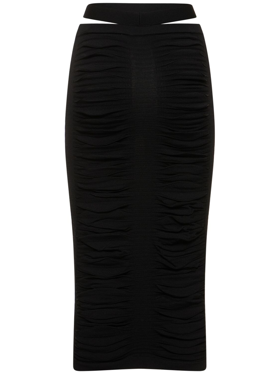 Shop Andreädamo X-ray Viscose Blend Knit Midi Skirt In Black