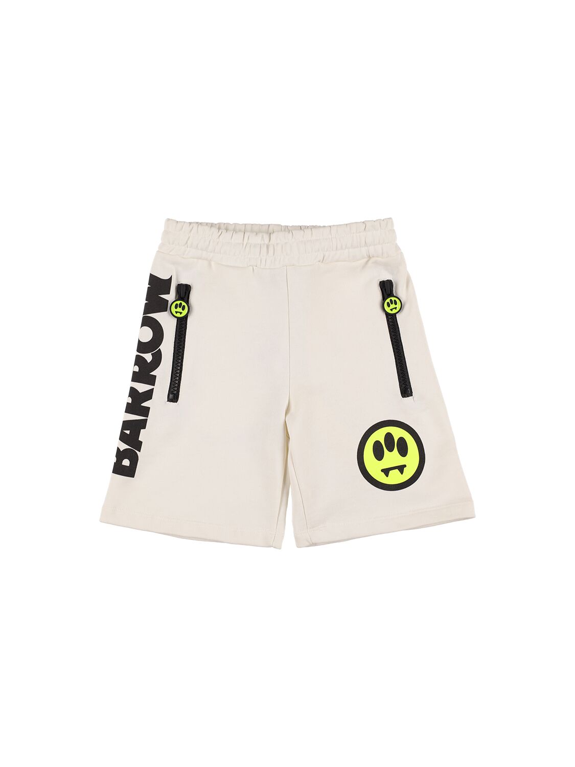 Barrow Kids' Printed Cotton Sweat Shorts In Off-white