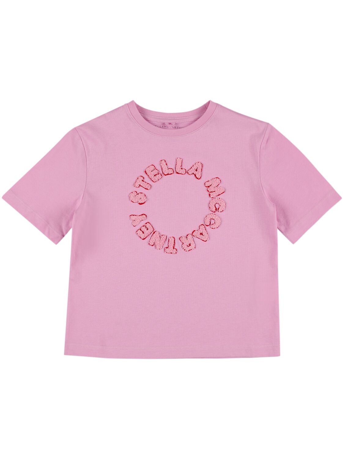 Stella Mccartney Kids' Embroidered Cotton Jersey T-shirt In Pink